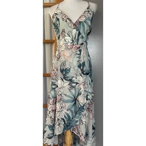 Y2K Charlotte Russe Floral Dress Junior's XL Green Ruffles Corset Cottage Boho